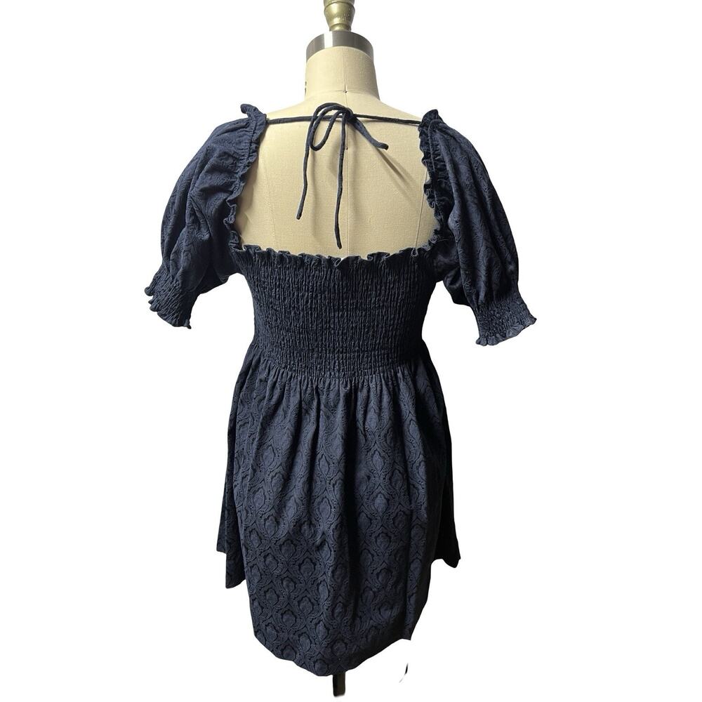 Hill House The Athena Nap Babydoll Dress Navy Blue Damask SZ Small - Picture 8 of 8